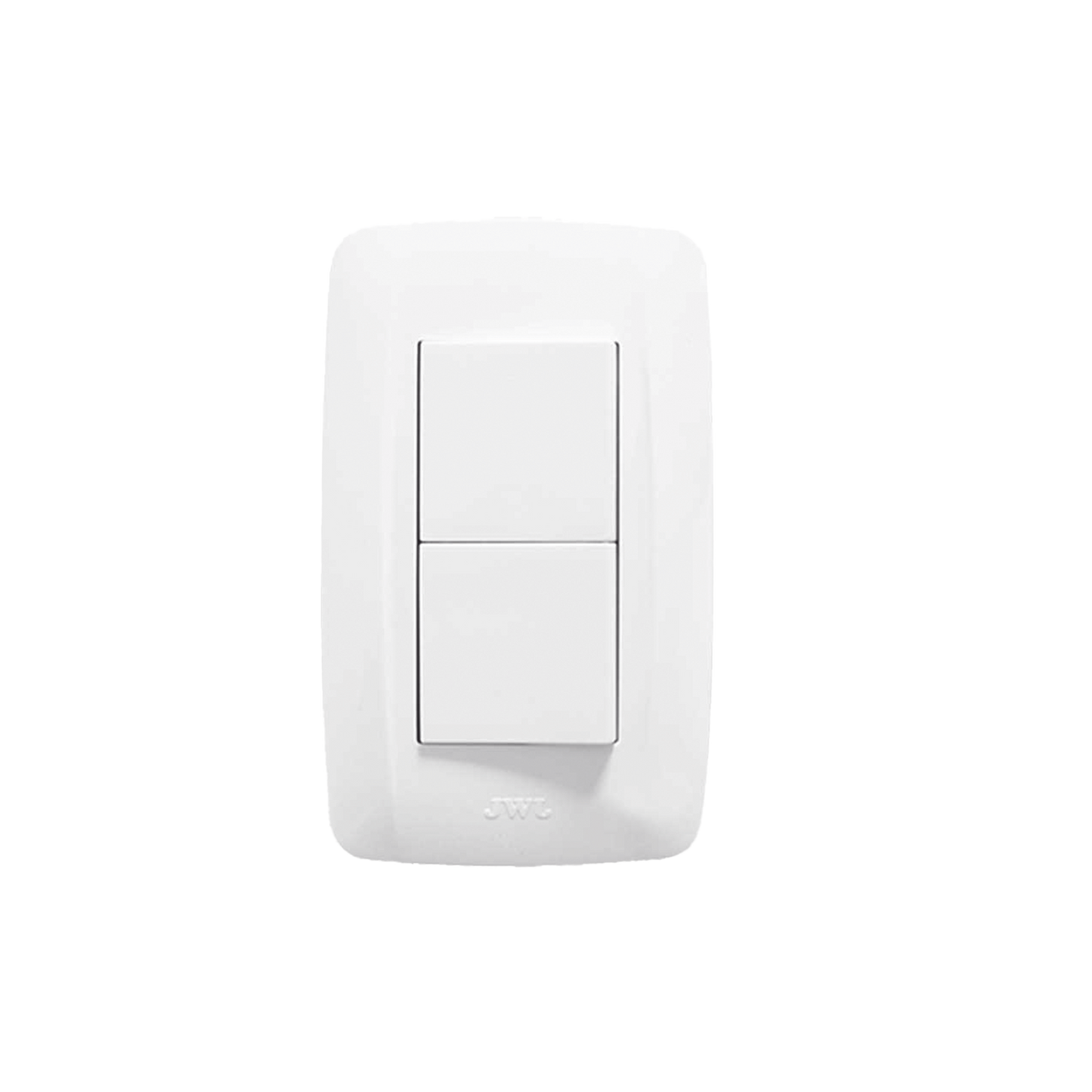Placa con 2 Interruptores Sencillos 10 A/ 127 V CA ~ 60 Hz / 1 1/2 Módulos / Color Blanco.
