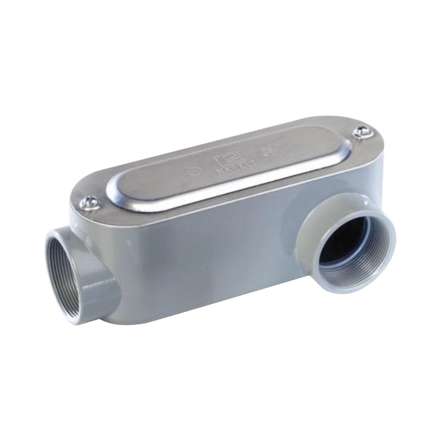 Caja oval roscada tipo LL de 1 1/2" (38.1 mm) Incluye tapa y tornillos.