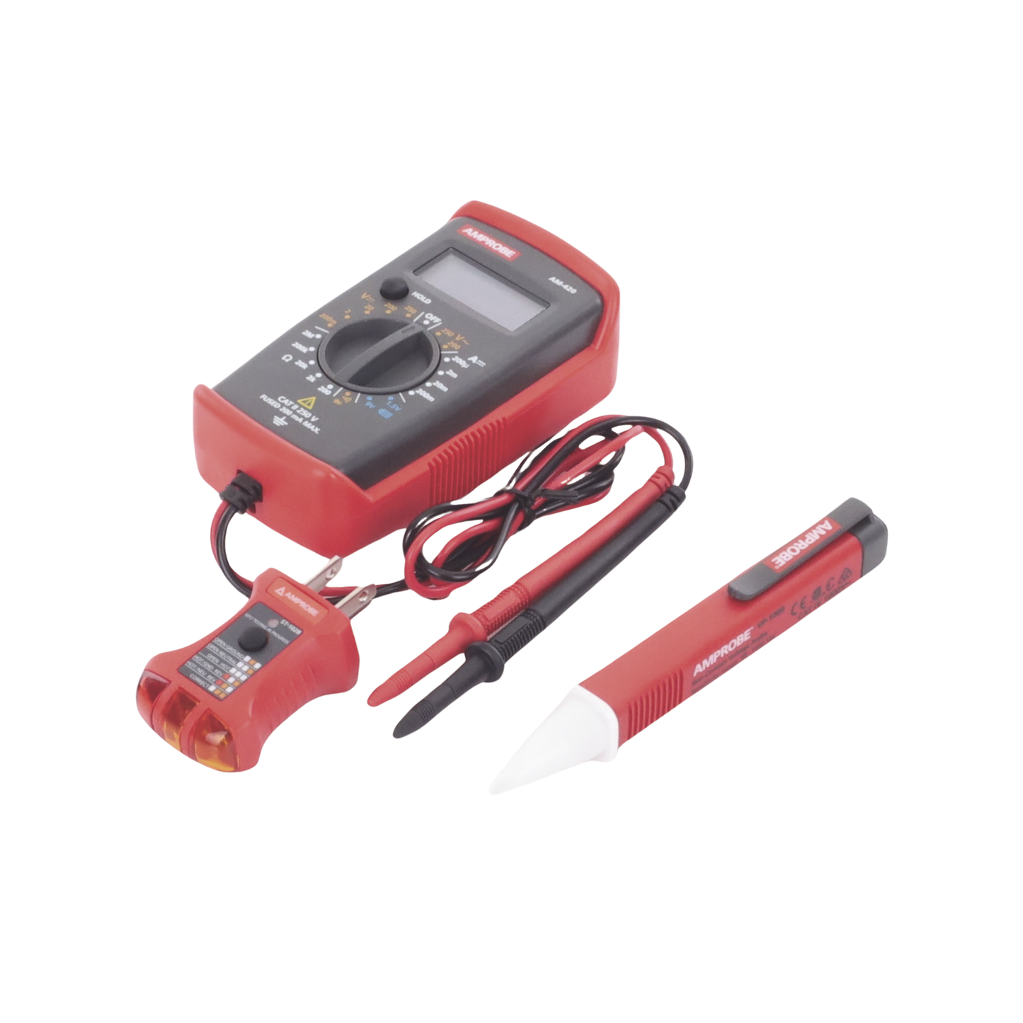 KIT Básico de Multímetro Digital + Detector de Tensión sin Contacto + Comprobador de Fase GFCI