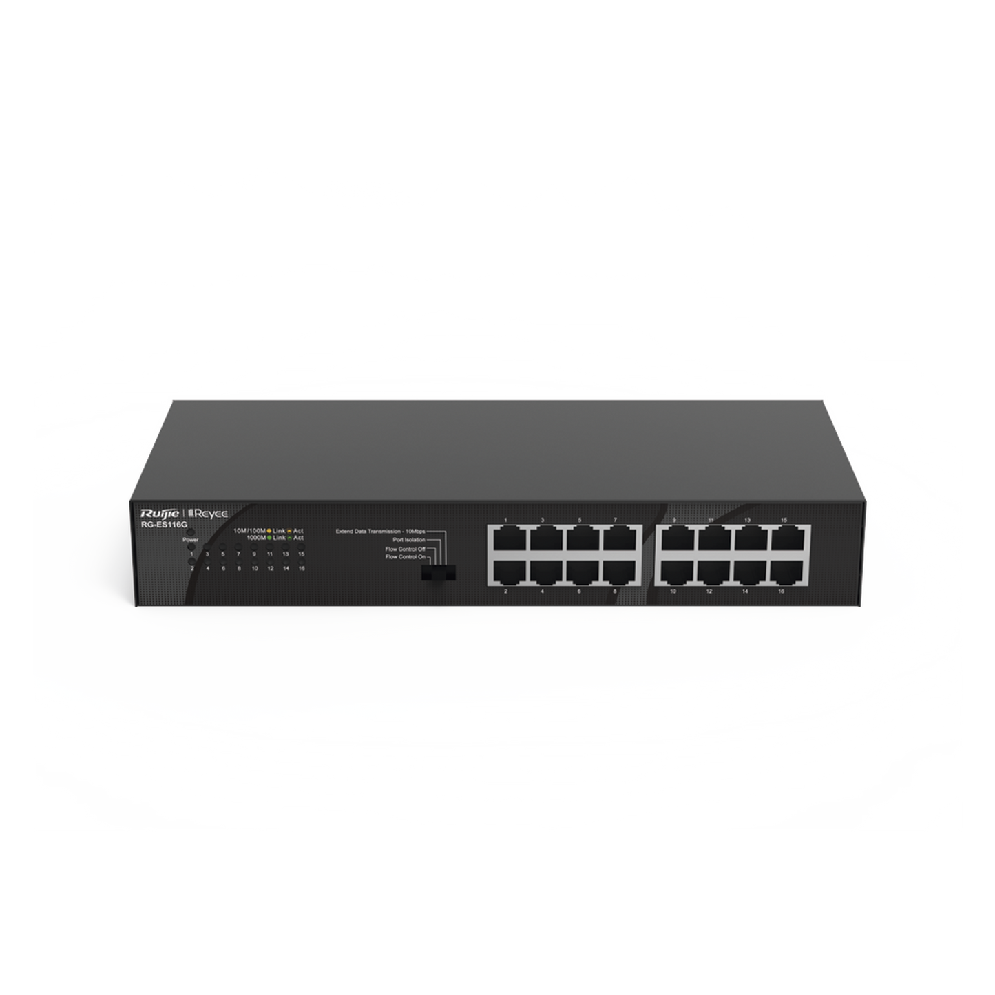 Switch no PoE, no administrable, con 16 puertos 10/100/1000 Mbps