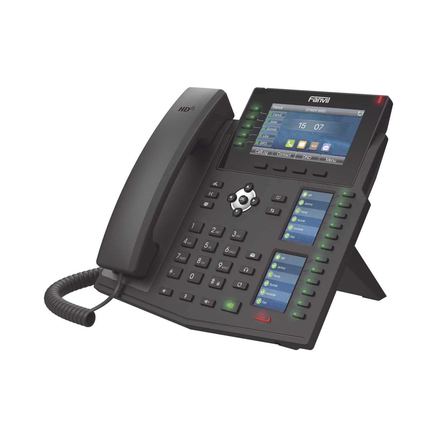 Teléfono IP Empresarial con Estándares Europeos, 20 lineas SIP con pantalla LCD a color, 60 teclas DSS/BLF, puertos Gigabit, IPv6, Opus , PoE/DC