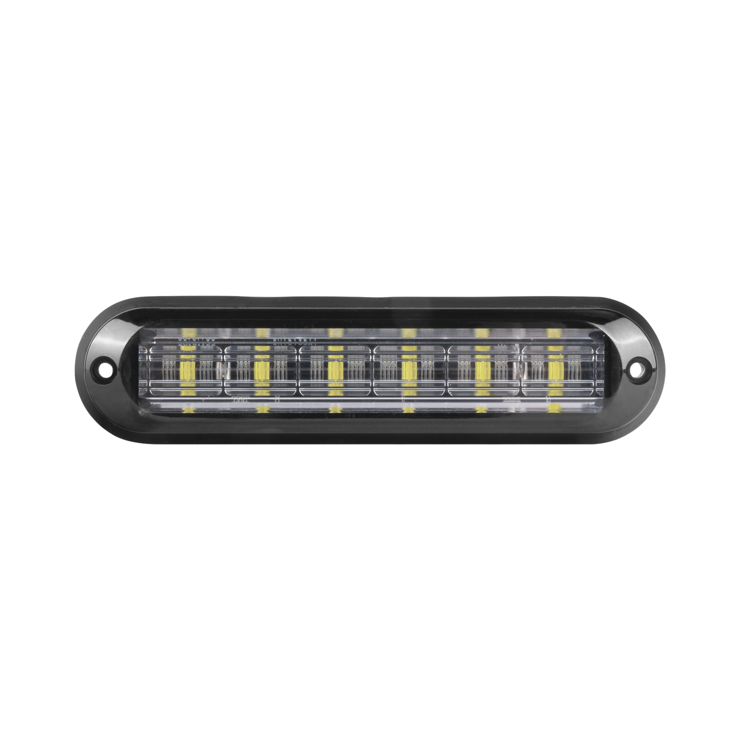 Luz Auxiliar Ultra Brillante IP67 de 6 LEDs, Color Rojo/Azul, con mica transparente y bisel negro