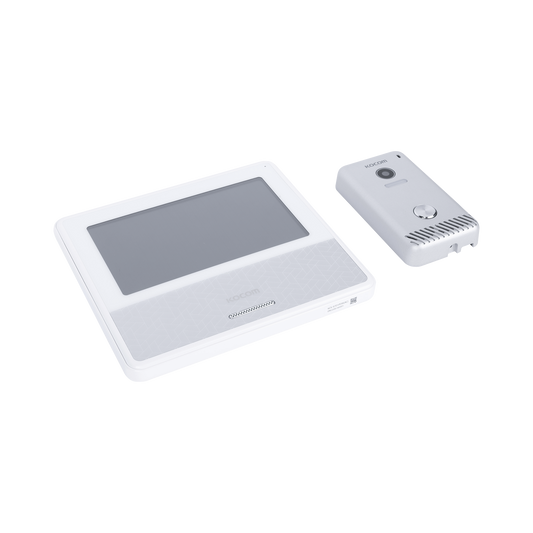 KIT DE VIDEOPORTERO IP COLOR BLANCO / Apertura con app / Súper elegante / Monitor WIFI / soporta 4 monitores y 2 frentes de calle / Alimentacion 110vca