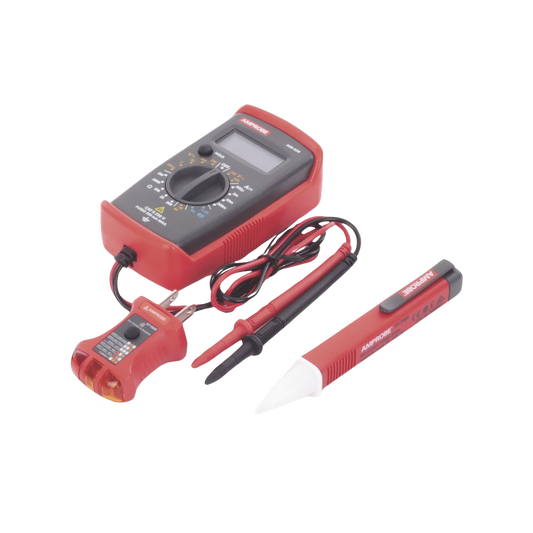 KIT Básico de Multímetro Digital + Detector de Tensión sin Contacto + Comprobador de Fase GFCI