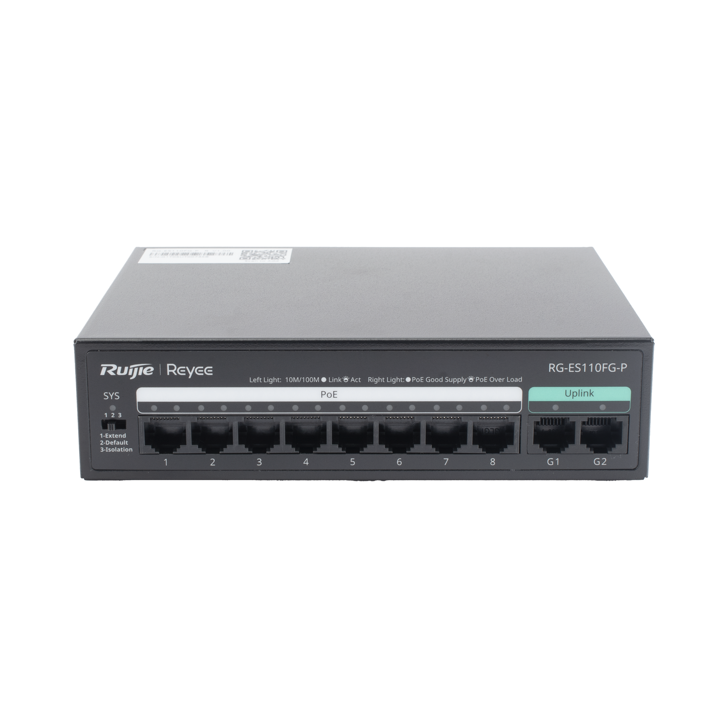 Switch PoE no administrado de 2 puertos Gigabit y 8 puertos 10/100 Mbps