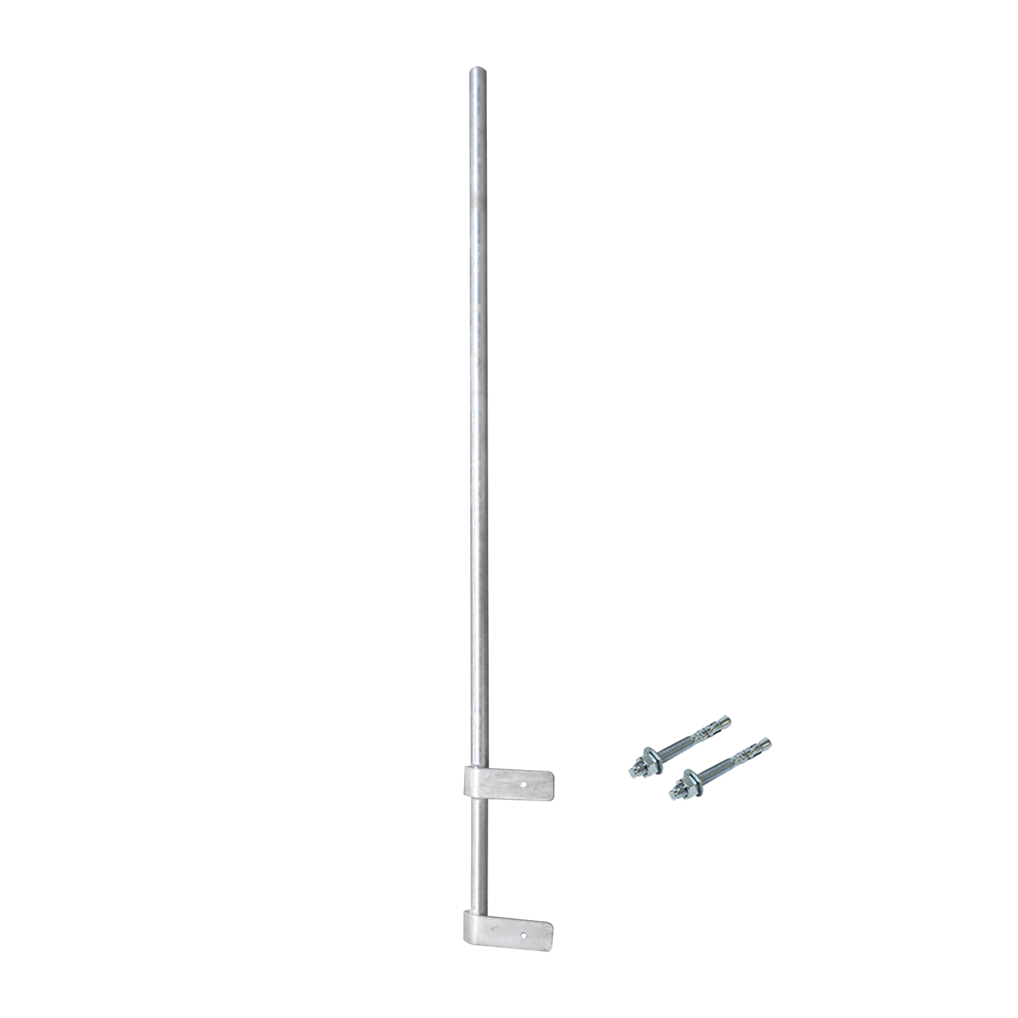 Mástil Liviano de Pared de 1.5 m (Diam. 1-1/4") con Cejas de Fijación  Soldadas, ¡No se gira! Incluye Taquetes para instalación.