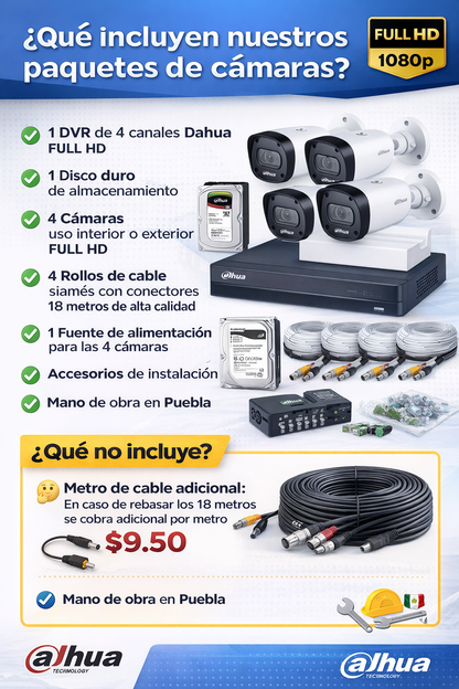 Kit´s de 4 Camaras Todo incluido Ya Instalado Puebla
