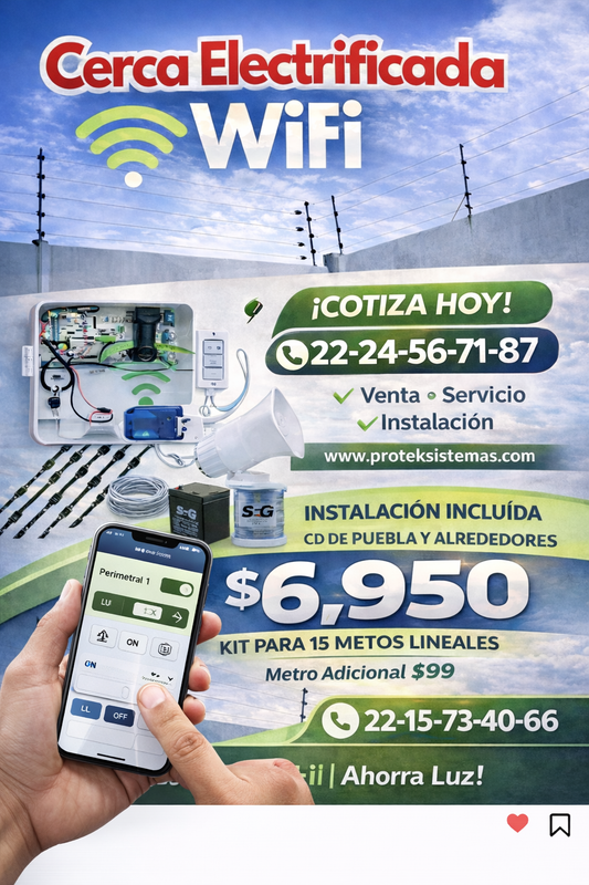 Kit Cerca Electrica WiFi Todo Incluido Puebla ya Instalada