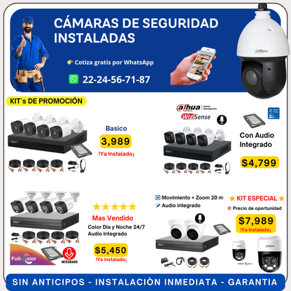 Kit´s de 4 Camaras Todo incluido Ya Instalado Puebla
