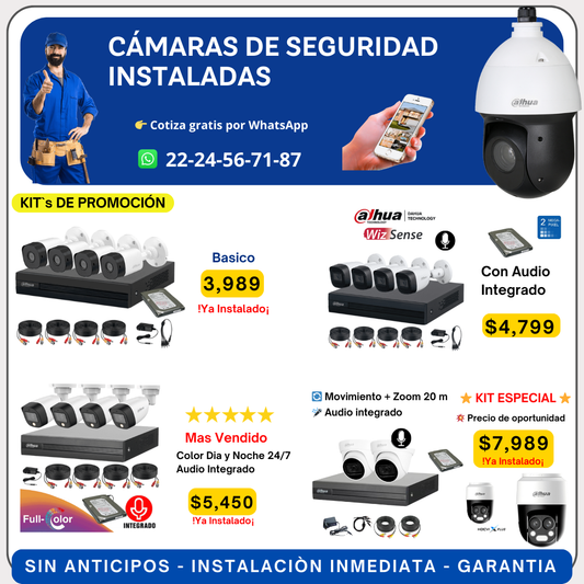 Kit´s de 4 Camaras Todo incluido Ya Instalado Puebla